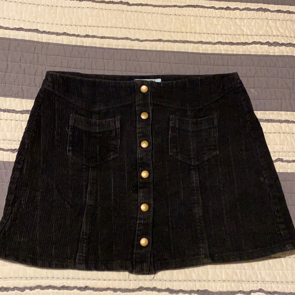 Black button up corduroy skirt